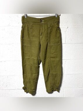 Anthropologie Jackson Utility Pants Womens 10 Green Tapered Cropped High Rise